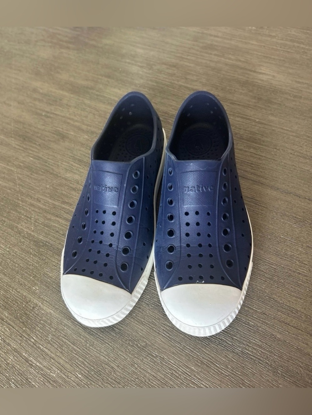 Native Jefferson Shoes, Size J1, Color Navy Blue, Gently Used.